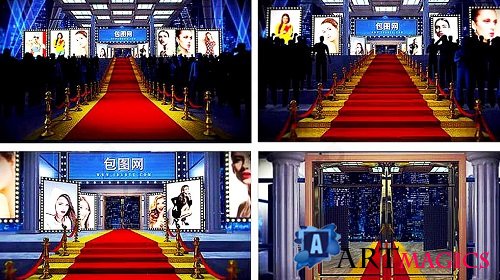 Red carpet into theater stage ceremony opening ceremony title 107238 - Project for After Effects