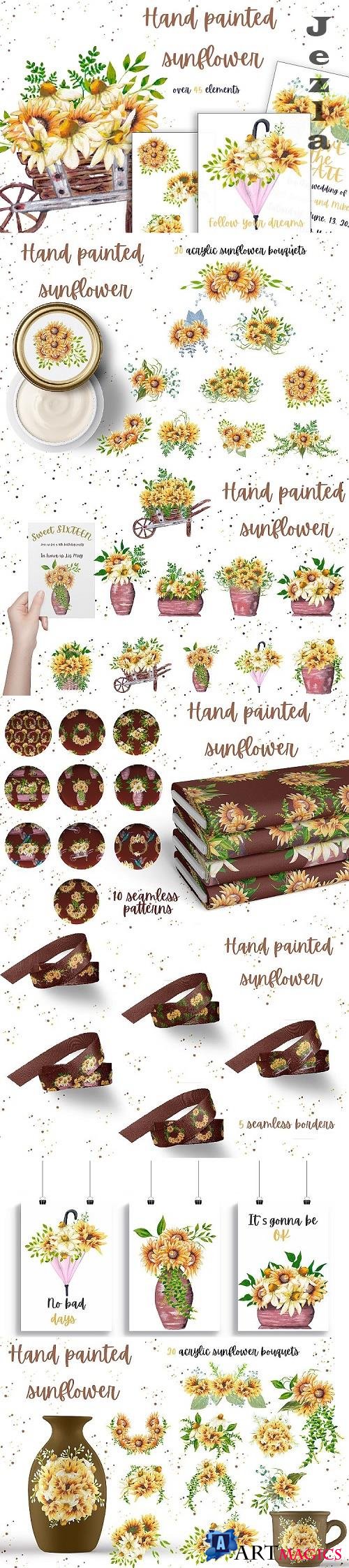 Hand painted sunflower collection - 537477