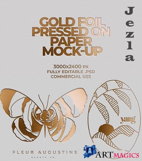 Gold Foil Logo Mock-Up Pressed on Paper