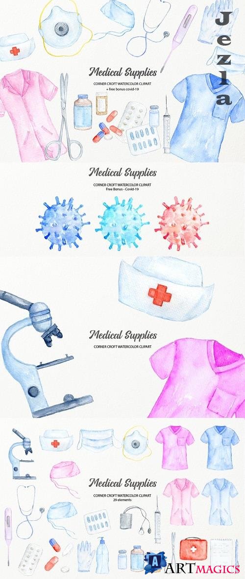 Watercolor medial supply clipart - 545856