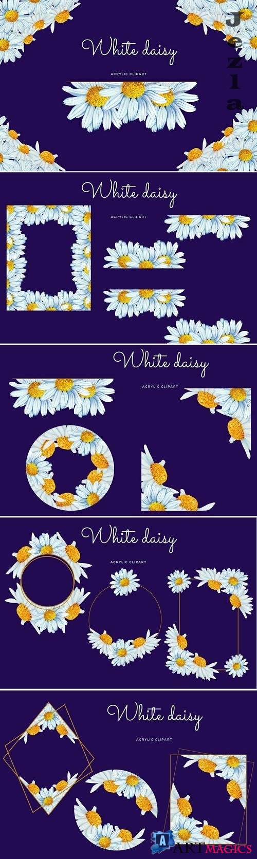 White daisy frame - 523380