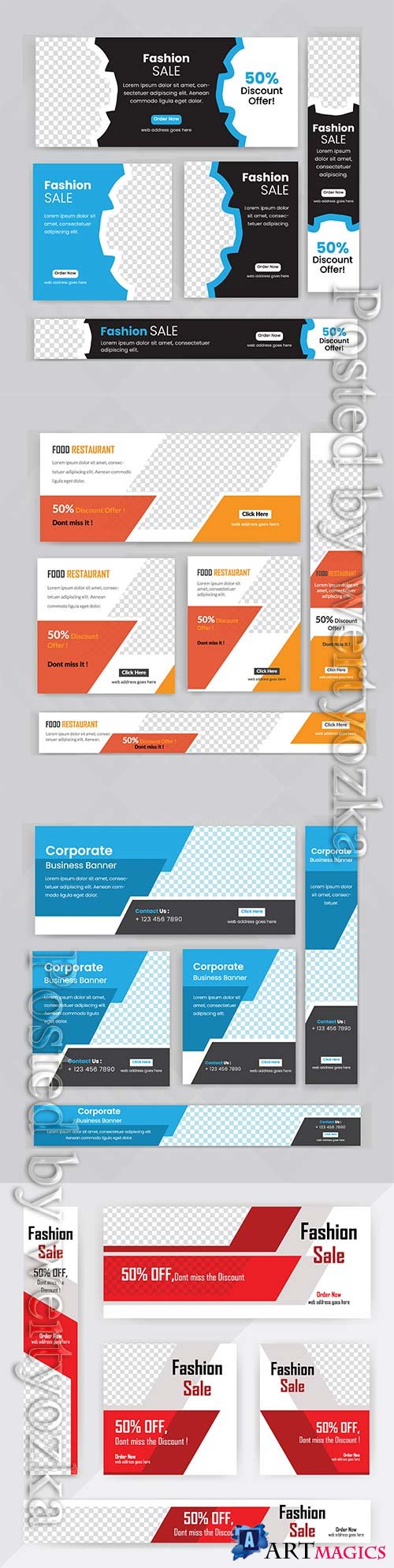 Web banner vector set design, business concept