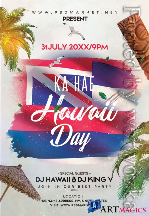 Ka hae hawaii day - Premium flyer psd template