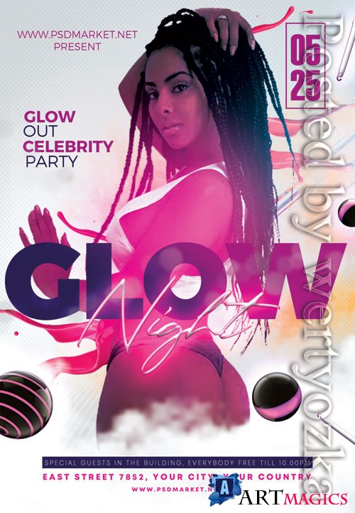 Glow party - Premium flyer psd template