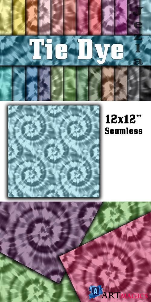 Tie Dye Digital Paper Textures - 24 Seamless Designs - 552660