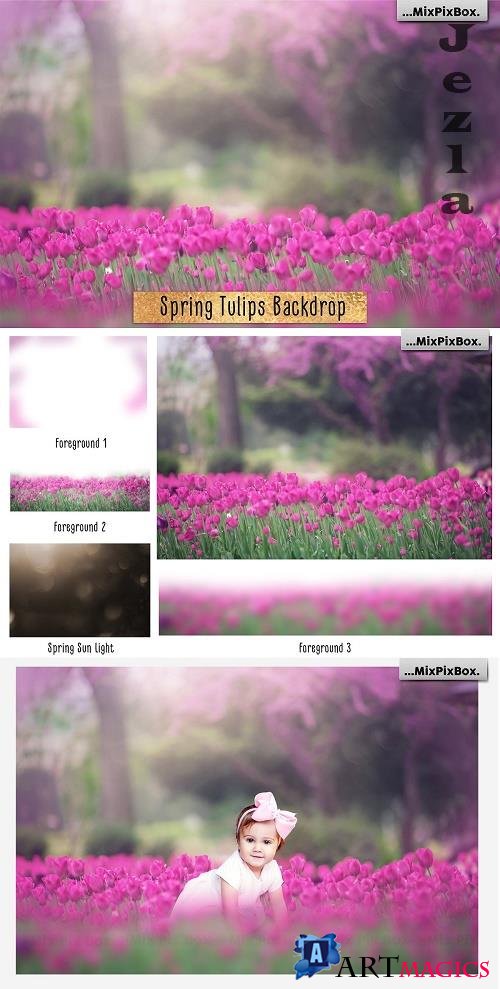 Spring Tulips Backdrop - 4685172