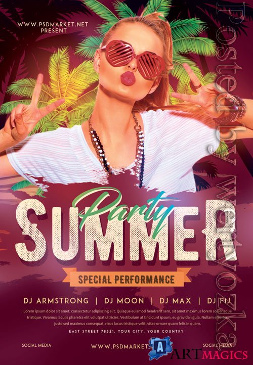 Summer party event - Premium flyer psd template