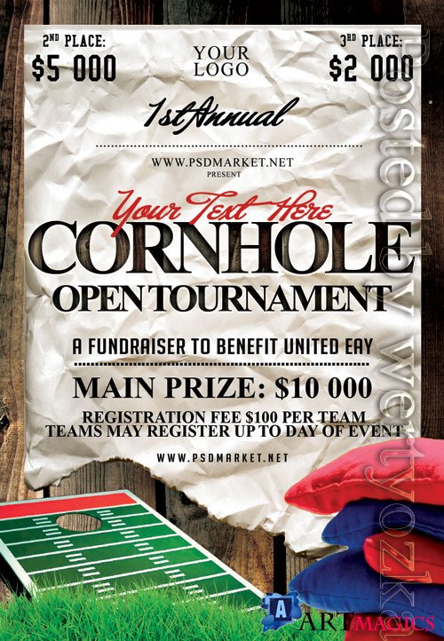 Cornhole tournament event - Premium flyer psd template