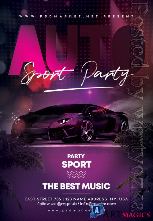 Auto sport party - Premium flyer psd template