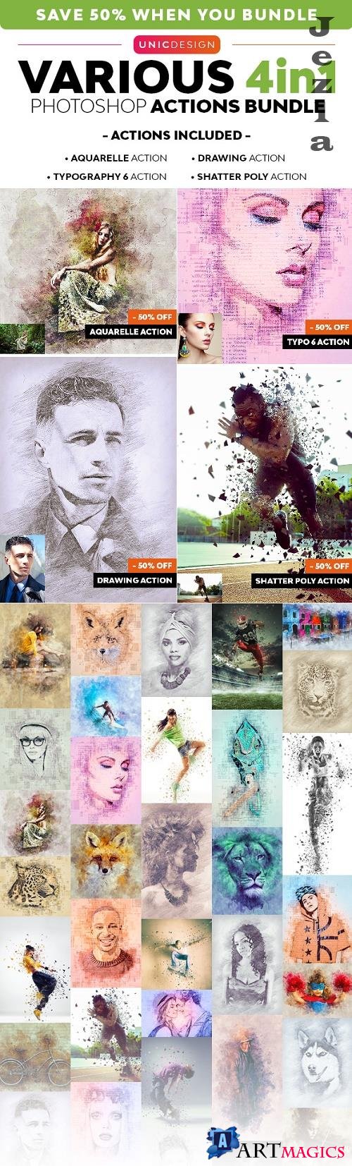Various 4in1 Photoshop Actions Bundle - 26390058