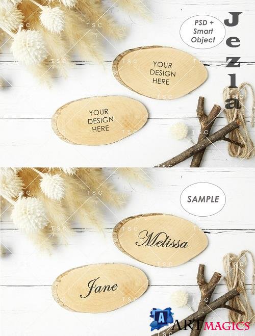 Wooden Place Card Mockup - 4166311