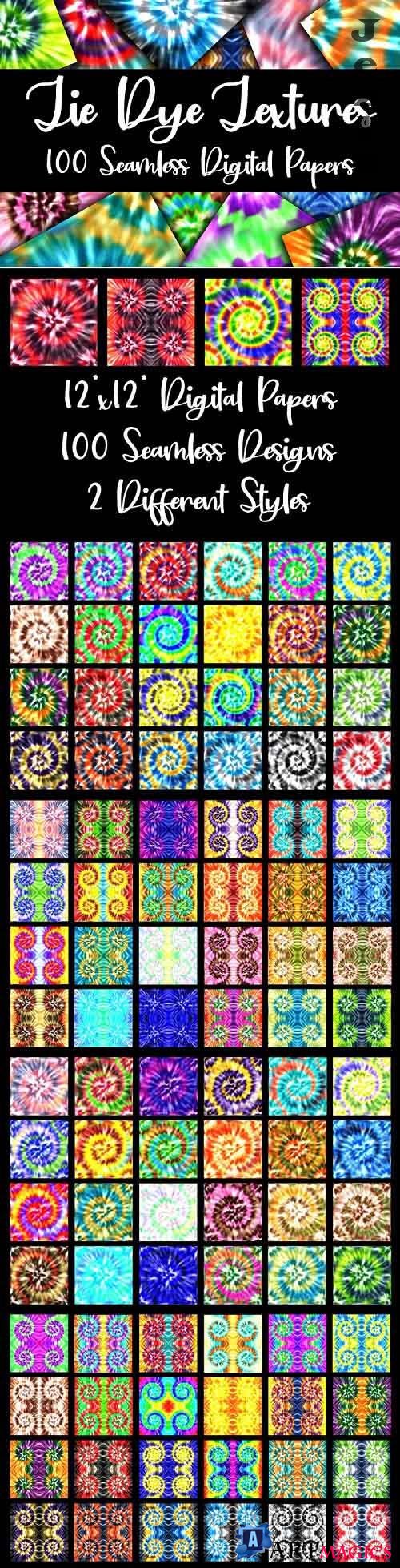 100 Seamless Tie Dye Digital Paper Textures - 555017