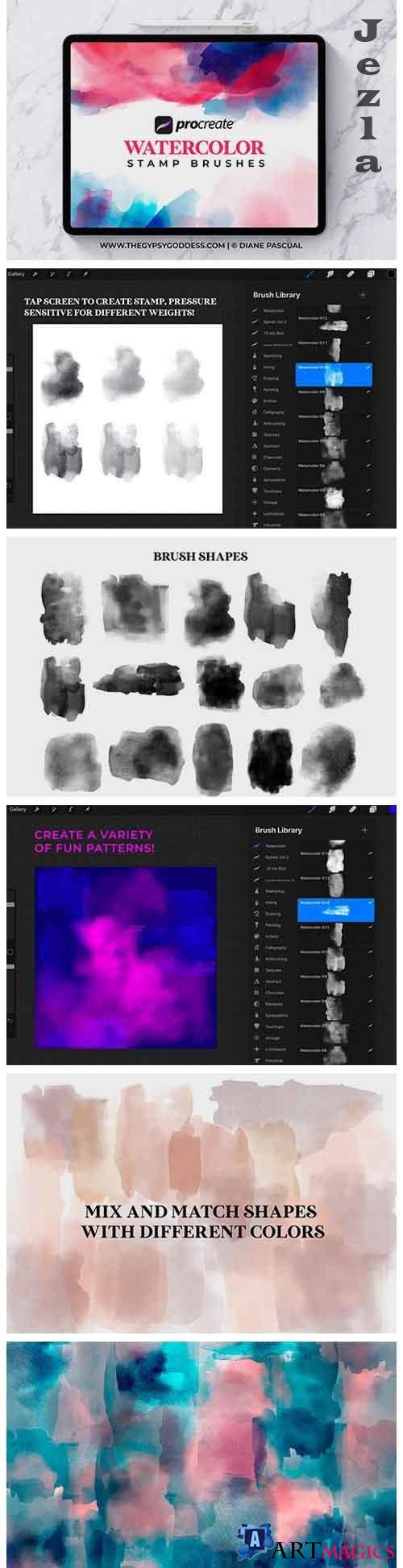 Procreate Watercolor Stamp Brushes - 4832930