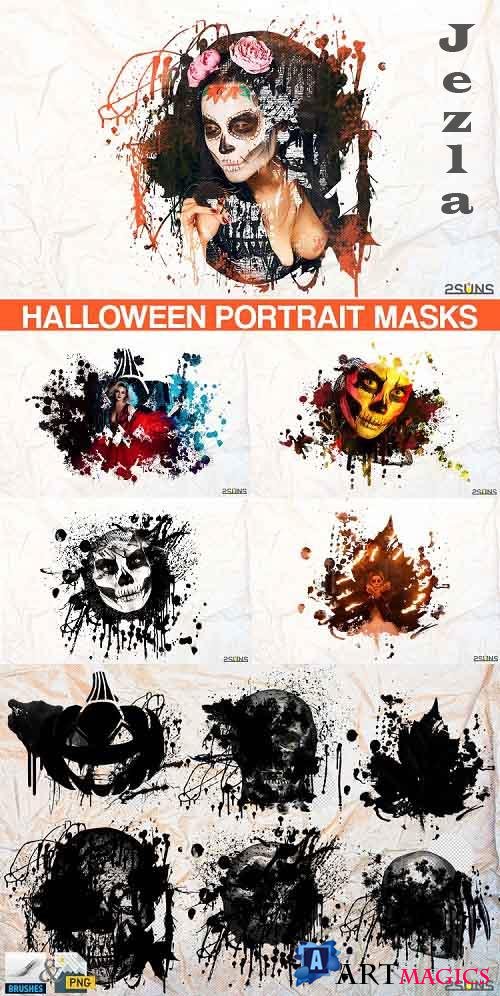 20 Beautiful portrait paint masks, halloween, Photoshop Overlays - 564110