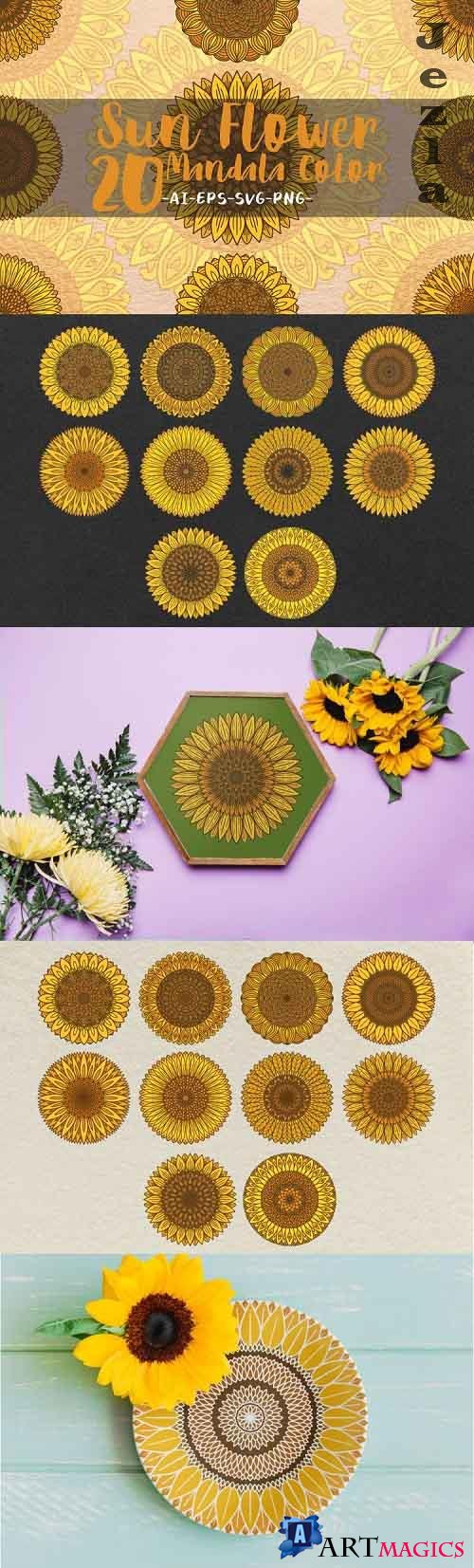 Sunflower mandalas color - 564087