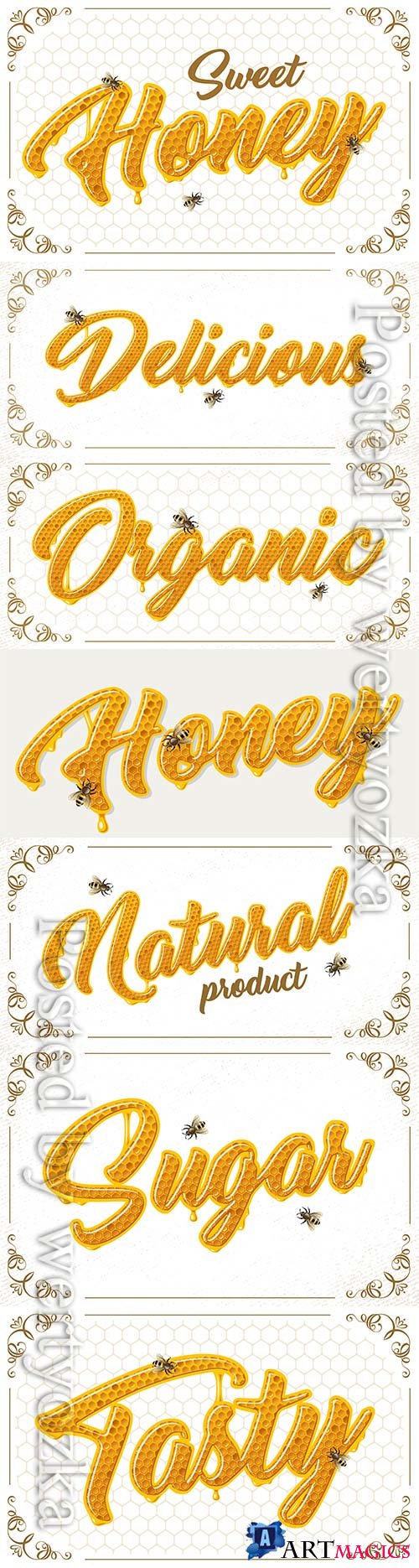 Honey lettering with bees