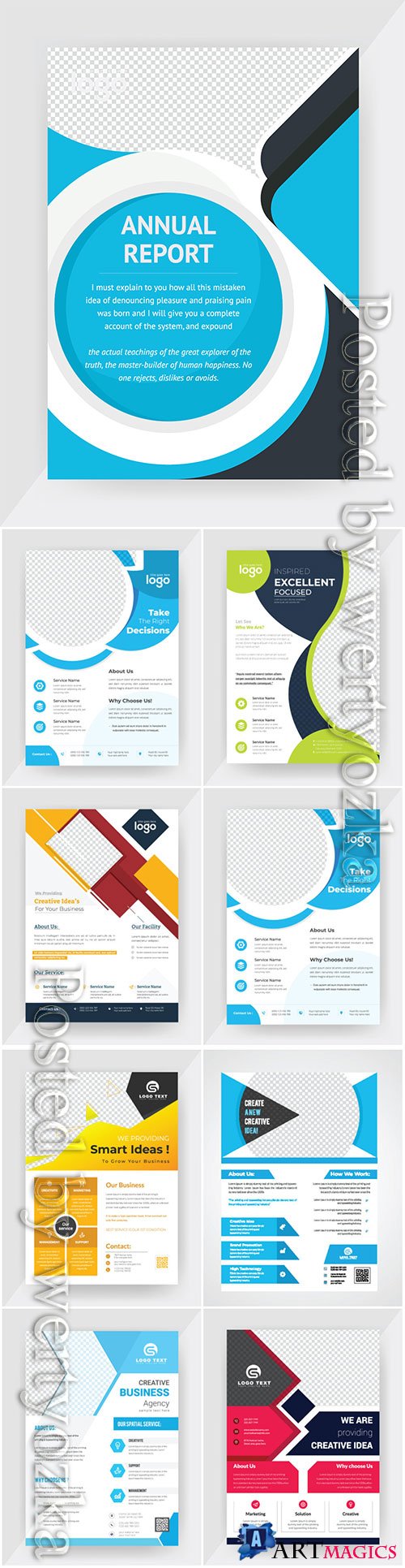 Annual report concept flyer vector template