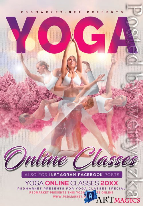 Yoga online classes - Premium flyer psd template