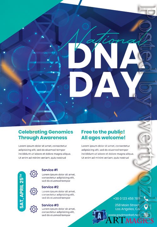 National dna day - Premium flyer psd template