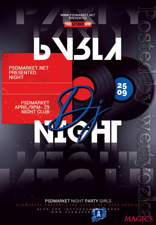 Dj party night event - Premium flyer psd template