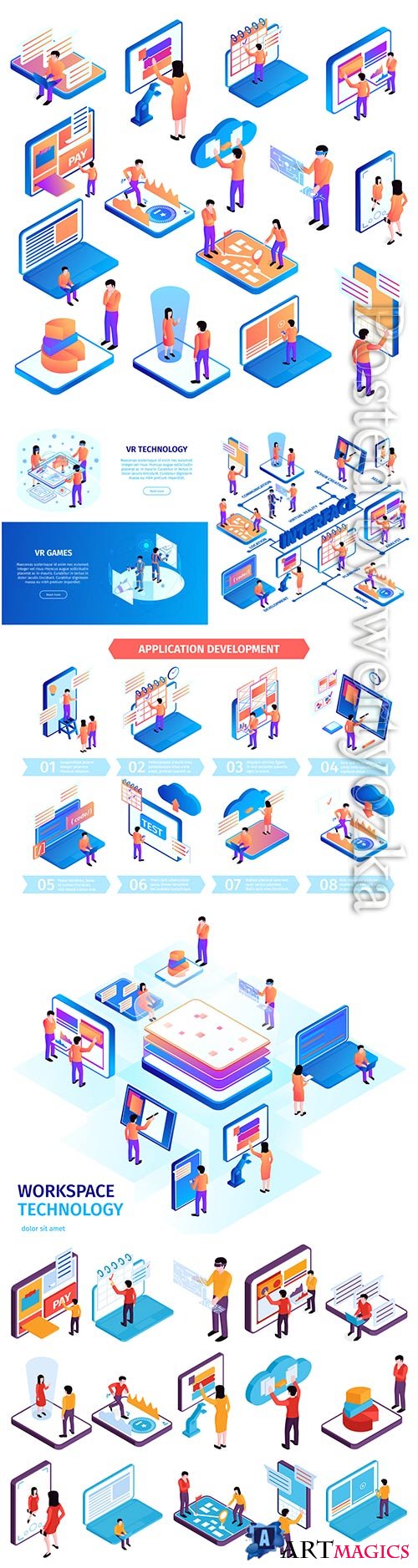 Isometric people interfaces infographics composition vector illustration