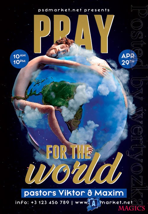Pray for the world - Premium flyer psd template