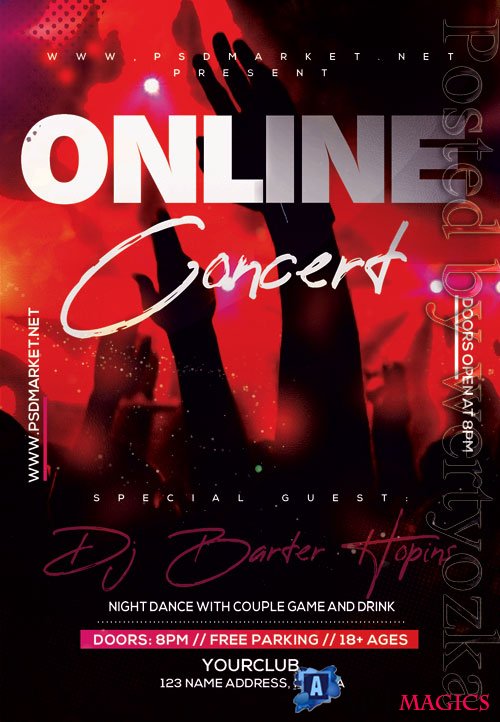 Live online concert - Premium flyer psd template