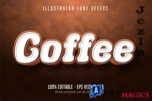 Coffee Text, 3d Editable Font Effect