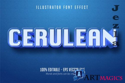 3d Blue Editable Font Effect