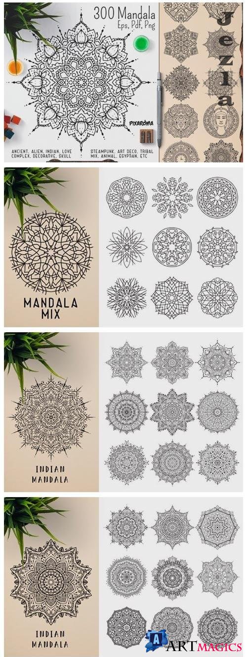 300 Vector Mandala Ornaments - 3752394
