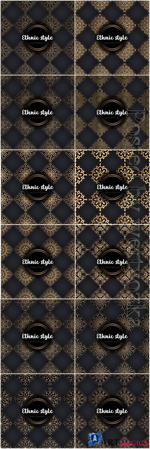 Luxury seamless pattern mandala, gold vector ornaments # 3