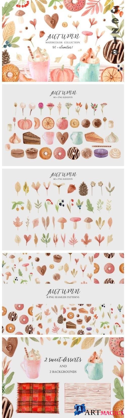 Watercolor Autumn Clipart Collection - 3978359