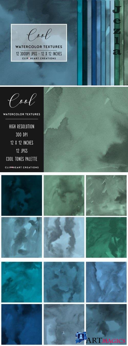 Cool Tones Watercolor Digital Papers - 575307