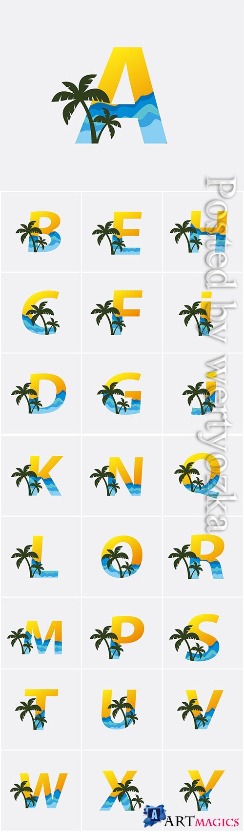 Palm beach letter logo vector illustration
