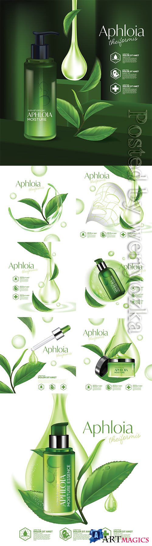 Natural skin care cosmetic vector illustration