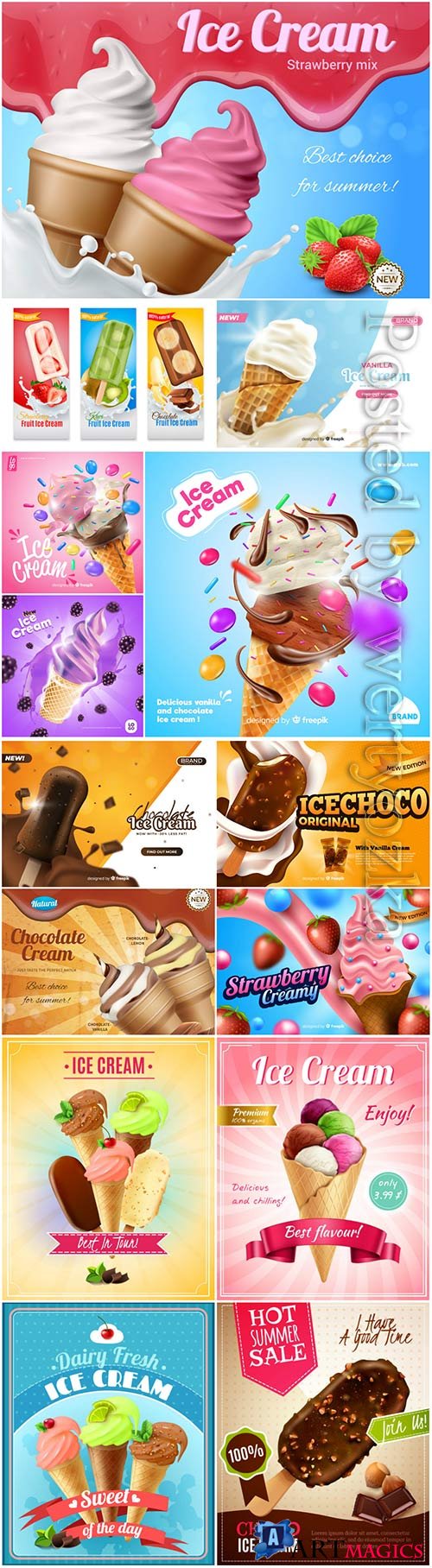 Ice cream big vector set