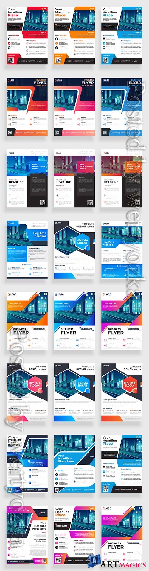 Business flyer template design, brochure vector illustration # 9