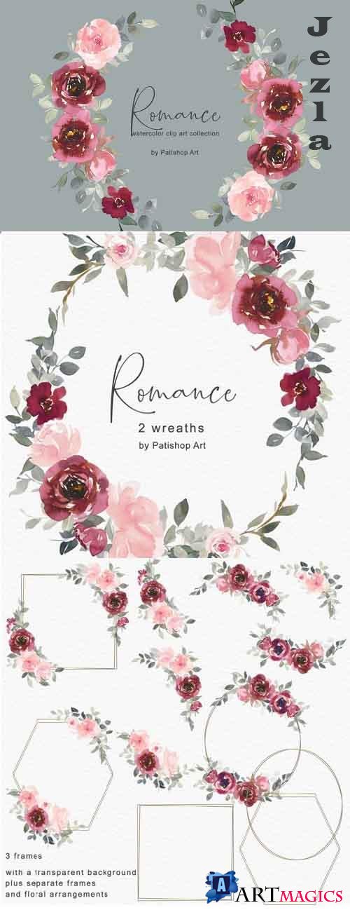 Watercolor Floral Frame & Wreath Collection - 580715
