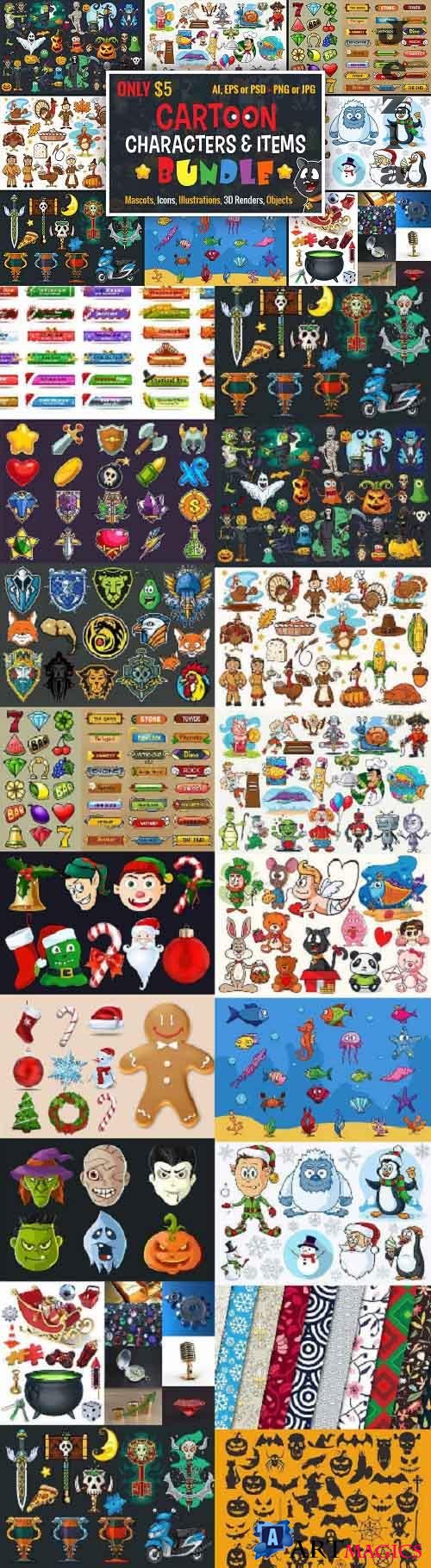 Cartoon Characters & Items Bundle - 1875315
