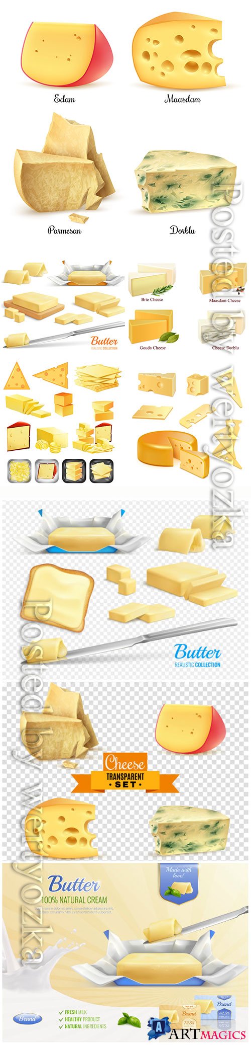 Dairy, products, cheese, butter, vector