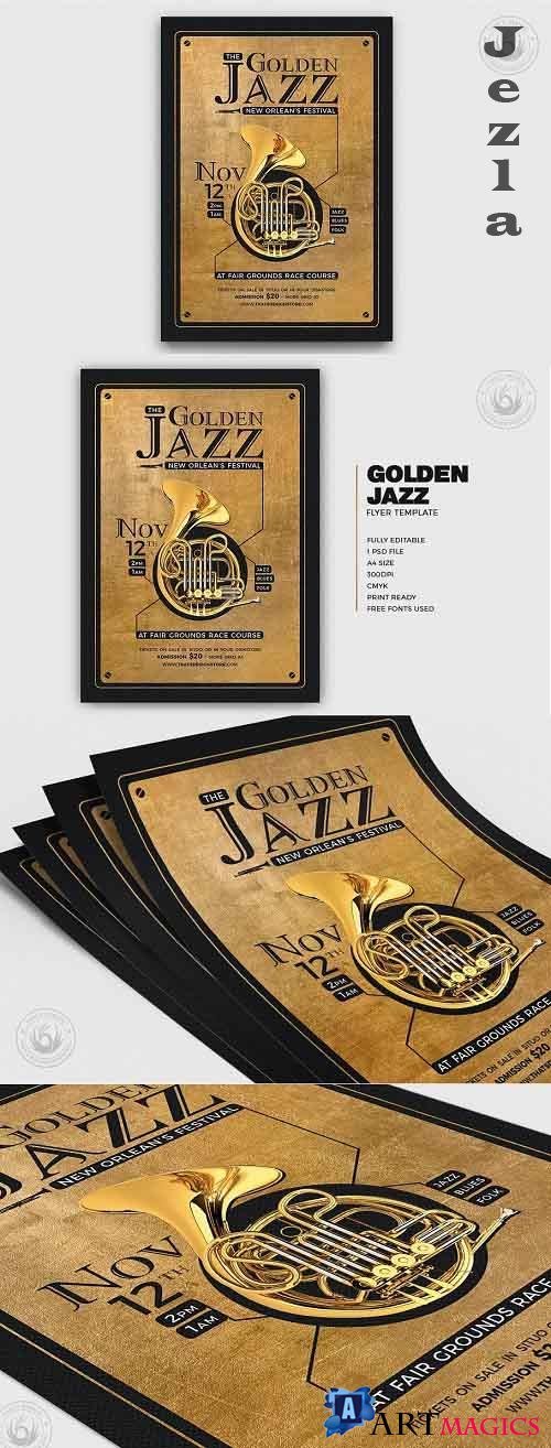 Golden Jazz Flyer Template V4 - 4973798