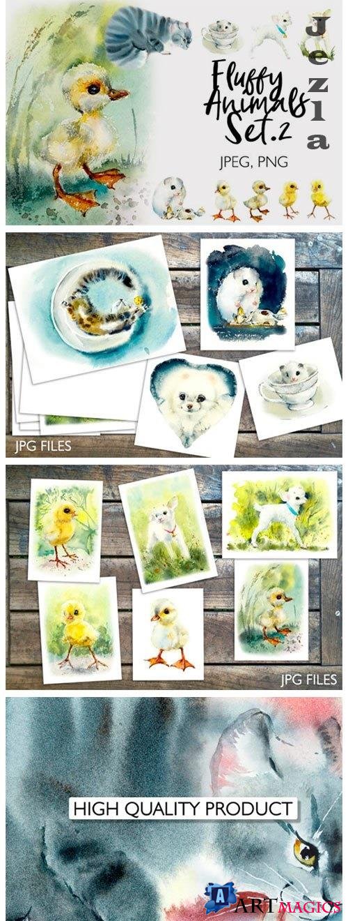 Watercolor Fluffy Pets - 4719633