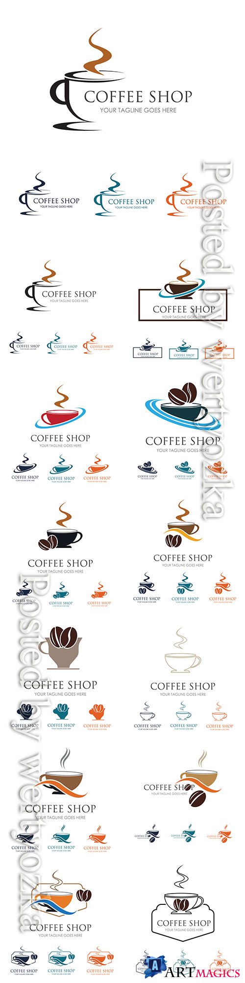 Coffee shop vector logo illustrations