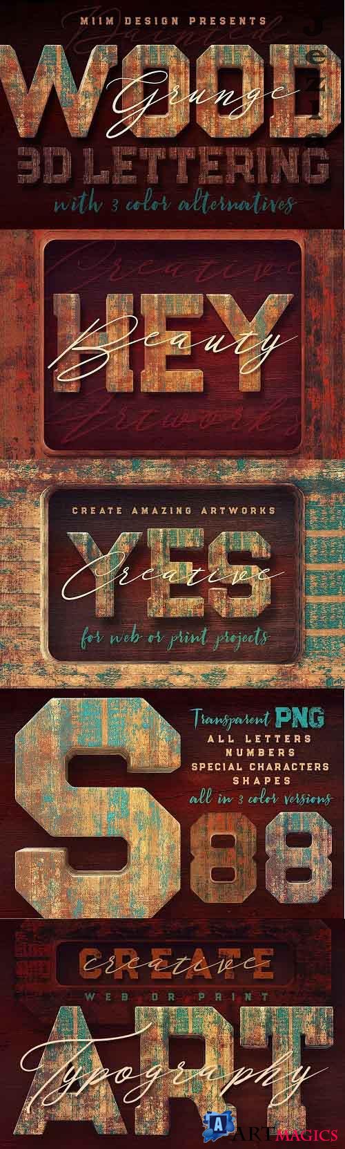 Grunge Painted Wood - 3D Lettering - 1326212