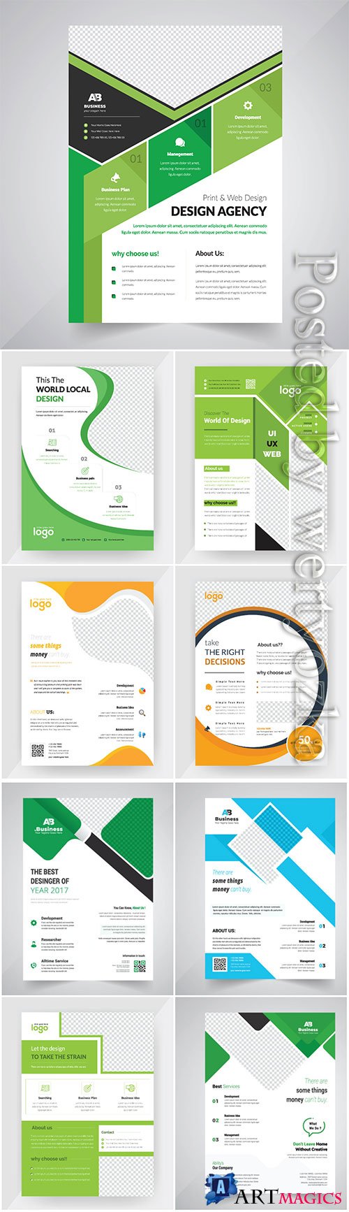 Annual report concept flyer vector, brochure flat design template