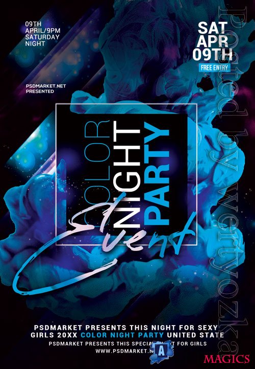 Color night party - Premium flyer psd template