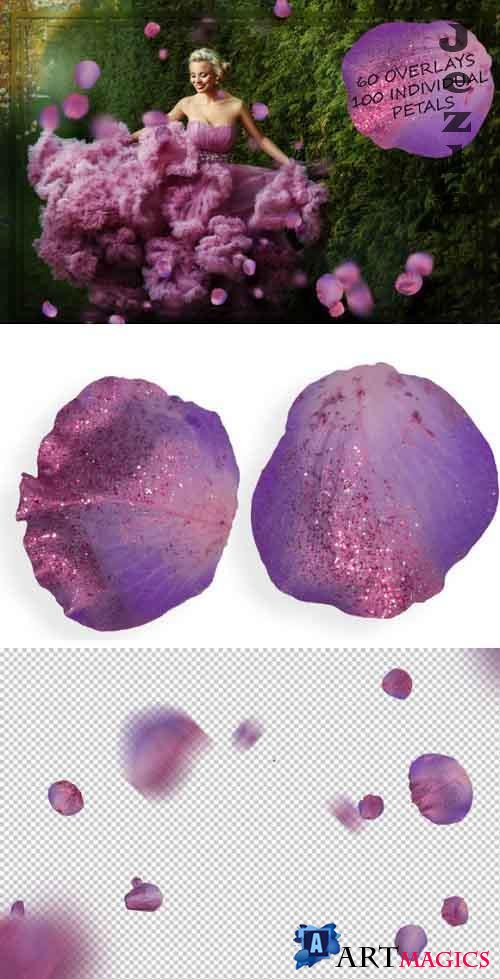Purple & Sparkly Petals Overlays