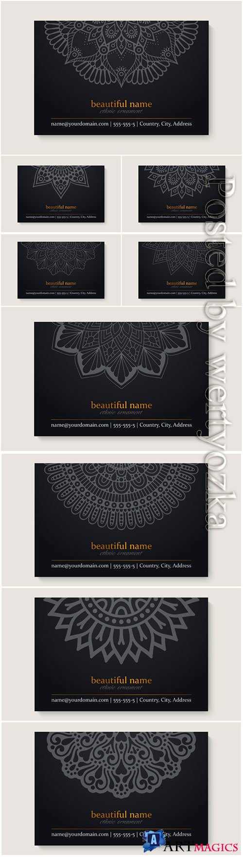Business vector card template with ethnic mandala design