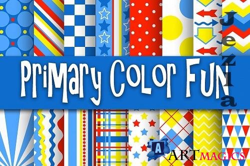 Primary Color Fun Digital Papers  - 37288