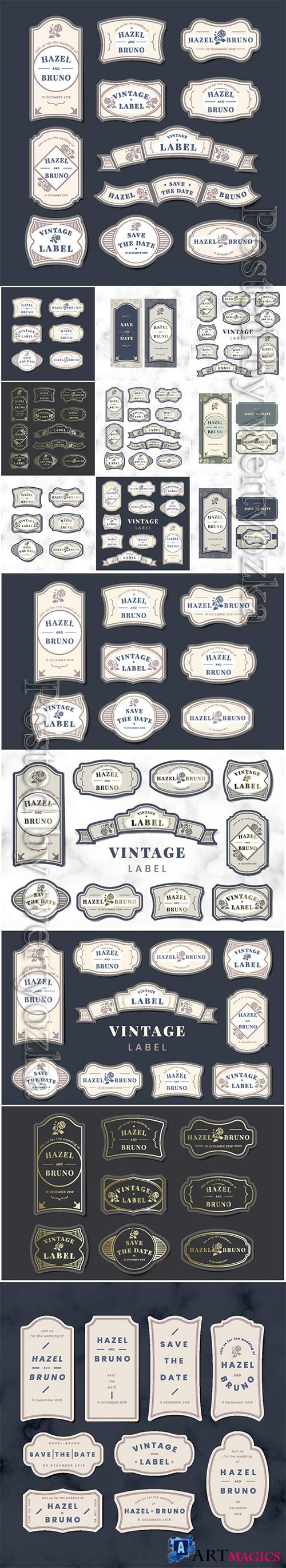 Vintage label vector set